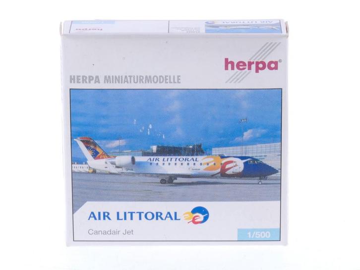 Schaal 1:500 Herpa 513234 Canadair Jet Air Littoral Reg...., Hobby en Vrije tijd, Modelbouw | Vliegtuigen en Helikopters, Zo goed als nieuw