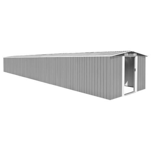 vidaXL Tuinschuur 257x990x181 cm gegalvaniseerd staal grijs, Tuin en Terras, Tuinhuizen, Nieuw, Verzenden