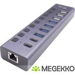 I-tec USB-A/USB-C Charging HUB 9port with LAN + Power, Informatique & Logiciels, Clés USB, Verzenden