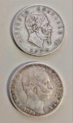 Italië, Koninkrijk Italië. 5 Lire 1876/1879 (2 monete)