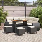vidaXL Tuinbank Set 9 pcs Zwart poly rattan, Tuin en Terras, Tuinsets en Loungesets, Verzenden, Nieuw