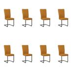 Set van 8 Leren eetkamerstoelen Dry - Toledo Leem, Ophalen of Verzenden, Nieuw, Leer, Eén