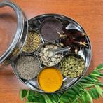 Masala Kruidenbox XL - RVS met deksel (met 7 potjes), Sport en Fitness, Ophalen of Verzenden, Nieuw