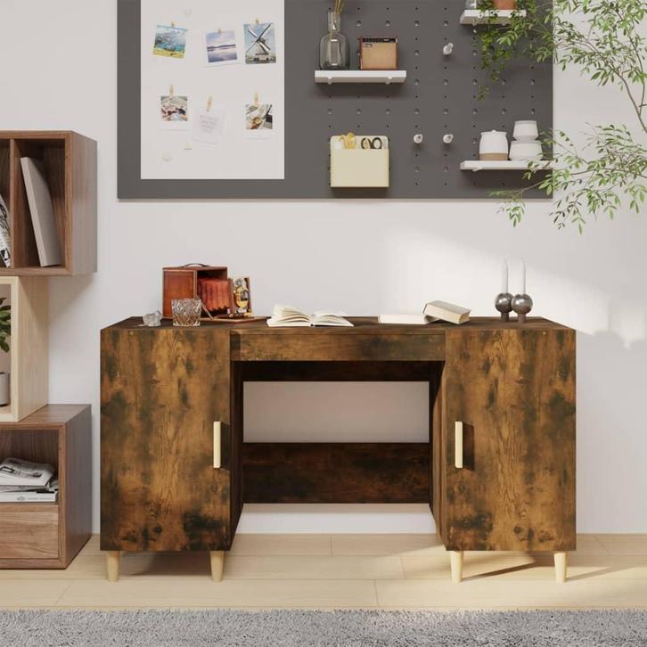 vidaXL Bureau 140x50x75 cm bewerkt hout gerookt eikenkleurig, Huis en Inrichting, Bureaus, Nieuw, Verzenden