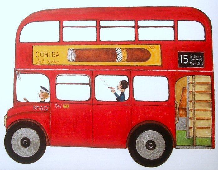 Alek Sander (XX-XXI) - Madame Cohiba in London im, Antiquités & Art, Art | Peinture | Moderne