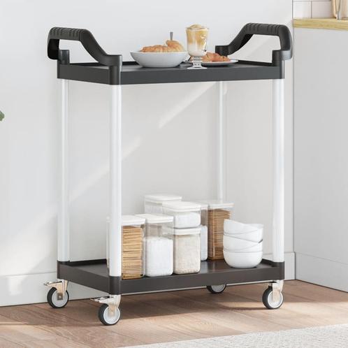 vidaXL Trolley 2-laags 81x41x92 cm aluminium zwart, Huis en Inrichting, Keuken | Keukenbenodigdheden, Nieuw, Verzenden