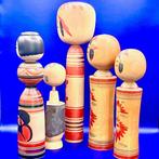 Set van 5 traditionele Japanse Kokeshi-poppen – Tsugaru,, Antiek en Kunst, Antiek | Speelgoed