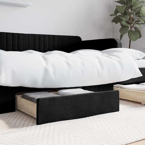 vidaXL Bedlades 2 st bewerkt hout en stof zwart, Huis en Inrichting, Slaapkamer | Bedden, Nieuw, Verzenden