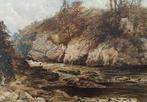 JR Smith (XIX) - Berg en rivier landschap, Antiquités & Art