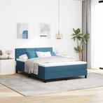 vidaXL Boxspring bed met hoofdeinde Donkerblauw 160 x 200 cm, Verzenden, Nieuw