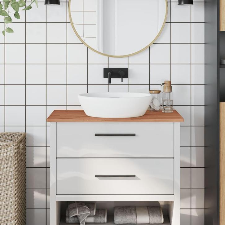vidaXL Wastafelblad 80x40x1,5 cm massief beukenhout, Huis en Inrichting, Keuken | Keukenelementen, Nieuw, Verzenden