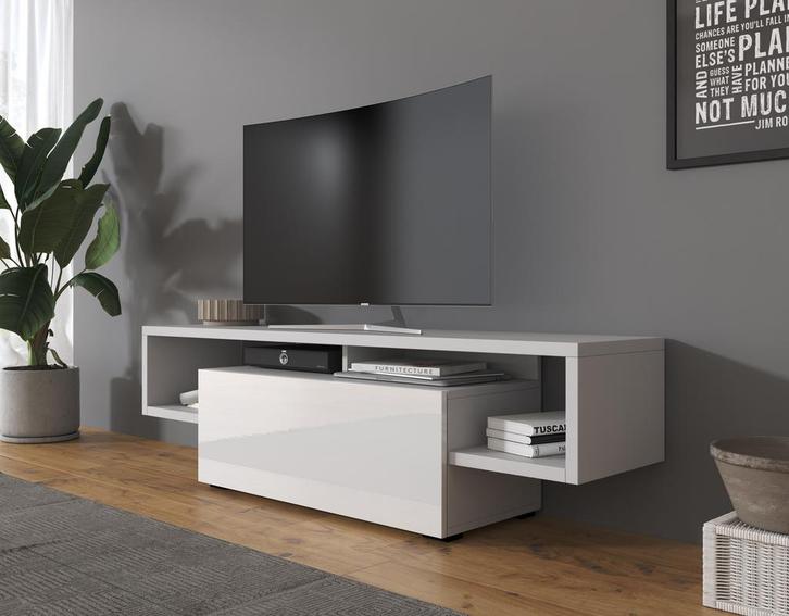 Meubella | TV-Meubel wit 138cm | modern | 1 klep, Huis en Inrichting, Kasten |Televisiemeubels, 25 tot 50 cm, Nieuw, 100 tot 150 cm