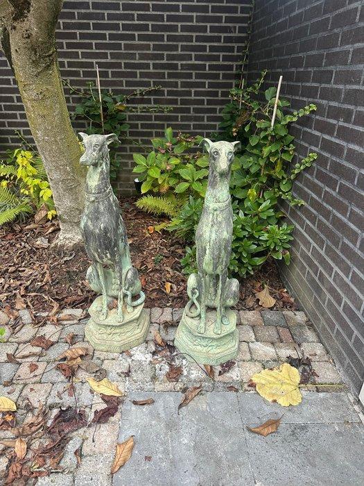 Sculpture dextérieur, Grote Bronzen Whippets - 21e eeuw -, Antiek en Kunst, Antiek | Meubels | Stoelen en Sofa's
