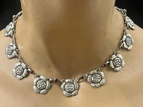 Georg Jensen - Collier Argent Grenat - Grenat, Handtassen en Accessoires, Kettingen
