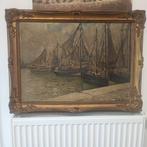 Belgische school (XIX) - Maritiem decor met schepen in de, Antiek en Kunst