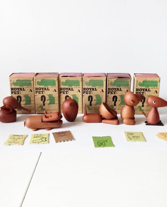 Figuur - Zes vintage houten dieren Royal Pet, Antiek en Kunst, Kunst | Designobjecten