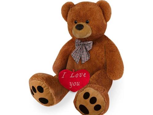 Knuffel Beer met Hart – I LOVE You – XXL Bruin 150cm, Kinderen en Baby's, Speelgoed | Knuffels en Pluche, Nieuw, Verzenden