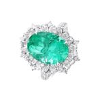 Ring Platina - 6.80ct. tw. Smaragd - Diamant - Geen olie, Nieuw