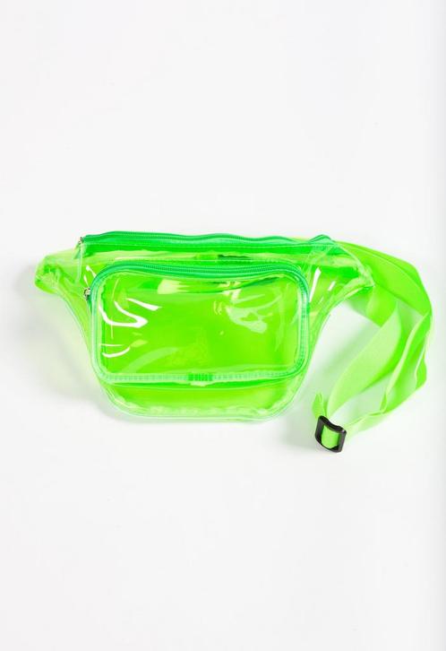 Transparante Heuptas Neon Groen Fanny Pack 2 Vakken Groen He, Handtassen en Accessoires, Tassen | Damestassen, Overige kleuren
