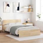 vidaXL Bedframe met hoofdeinde sonoma eikenkleurig 135x190, Verzenden, Nieuw