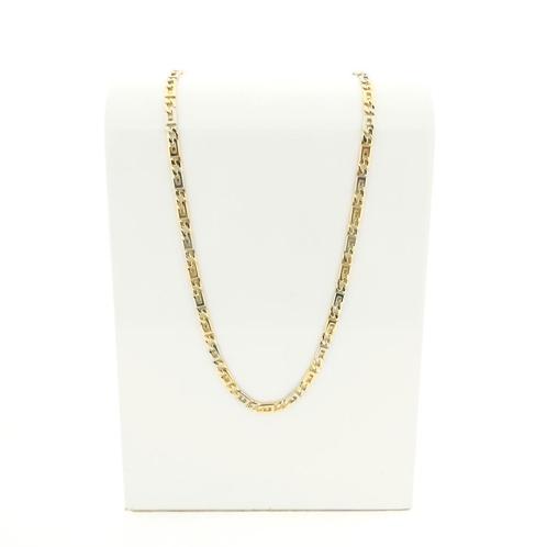 Bicolor gouden marine schakel ketting; Heren | 52,5 cm, Handtassen en Accessoires, Kettingen, Overige kleuren, Gebruikt, Goud