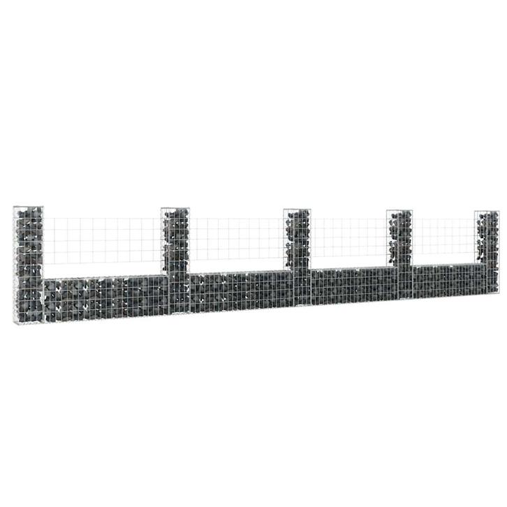 vidaXL Schanskorf U-vormig met 5 palen 500x20x100 cm ijzer, Tuin en Terras, Tuinhekken en Hekwerk, Nieuw, Verzenden