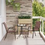 vidaXL Tuin Bistro Set 3 pcs Bruin Staal, Tuin en Terras, Verzenden, Nieuw