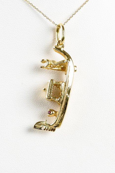 Hanger - 18 karaat Geel goud Robijn, Handtassen en Accessoires, Antieke sieraden