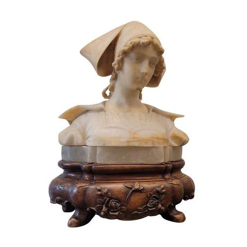 Sculpture, Mujer Bretona - 50 cm - Albâtre, Bois - 1900, Antiek en Kunst, Antiek | Keramiek en Aardewerk