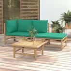 vidaXL Salon de jardin 4 pcs avec coussins vert bambou, Salons de jardin, Verzenden