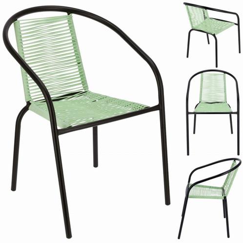 Tuinstoel staal met gevlochten zitting – 72 cm – groen, Tuin en Terras, Tuinstoelen, Nieuw, Ophalen of Verzenden