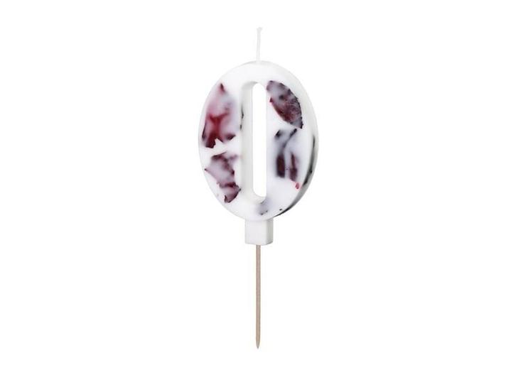 Birthday Candle Number 0, White with Flower Petals, 8 cm, Hobby en Vrije tijd, Feestartikelen, Nieuw, Verzenden