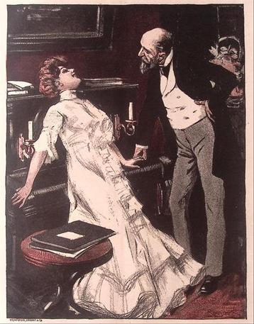 Leunend tegen de piano (lijst optie, Kunst, Antiek en Kunst), Verzenden