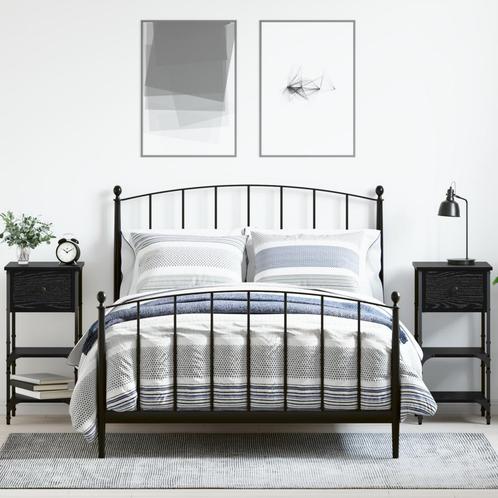 vidaXL Nachtkastjes set van 2 zwart eiken 34x36x70 cm, Huis en Inrichting, Slaapkamer | Nachtkastjes, Nieuw, Verzenden