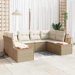 vidaXL Tuinbank Set met kussen 6 pcs Beige Poly rattan, Tuin en Terras, Verzenden, Nieuw