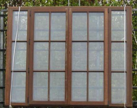 afrormosia houten terrasraam ,  raam, chassis 248 x 200, Doe-het-zelf en Bouw, Raamkozijnen en Schuifdeuren, Inclusief glas, Gebruikt