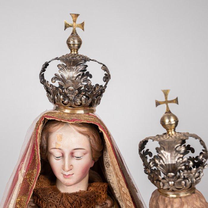 Staakmadonna - 120 cm - Hout, Zilver - 1850-1900, Antiek en Kunst, Kunst | Niet-Westerse kunst