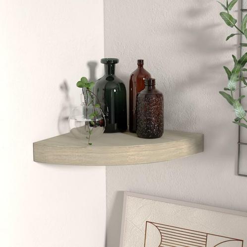vidaXL Hoekschap zwevend 25x25x3,8 cm MDF eikenkleurig, Huis en Inrichting, Kasten | Wandmeubels, Nieuw, Verzenden