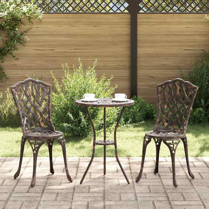 vidaXL Tuin Bistro Set 3 pcs Brons Aluminium, Jardin & Terrasse, Ensembles de jardin, Envoi
