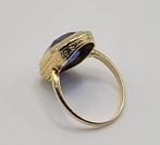 Ring - 18 karaat Geel goud Saffier - Diamant - Vintage ring,, Handtassen en Accessoires, Ringen, Nieuw
