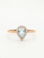 Zonder minimumprijs - Ring - 14 karaat Roségoud Aquamarijn -