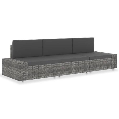 vidaXL Driezitsbank sectioneel poly rattan grijs, Tuin en Terras, Tuinsets en Loungesets, Nieuw, Verzenden