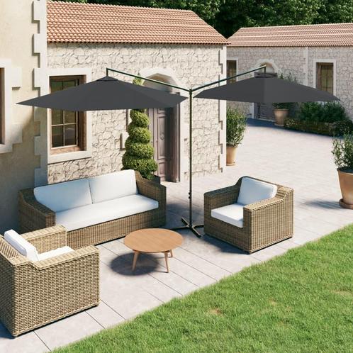 vidaXL Parasol dubbel met stalen paal 600 cm, Tuin en Terras, Parasols, Nieuw, Verzenden
