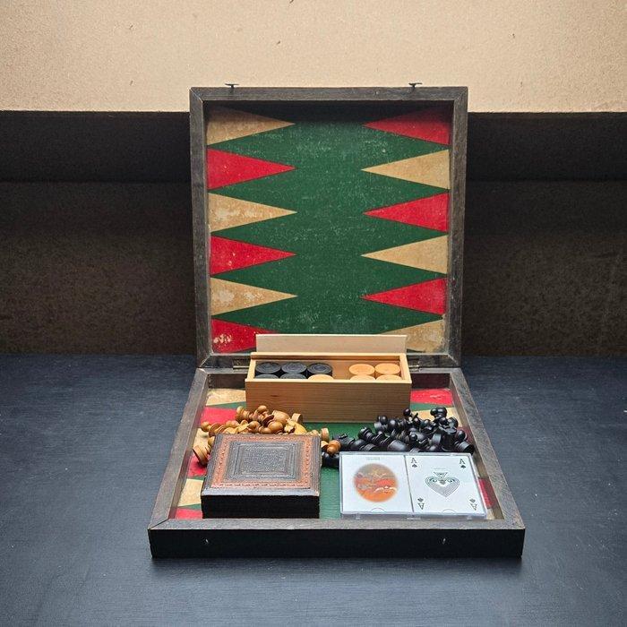 Schaakspel - Regency - 1925 - multi gamebox - Hout, Antiek en Kunst, Curiosa en Brocante