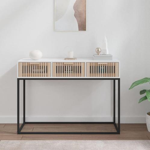 vidaXL Wandtafel 105x30x75 cm bewerkt hout en ijzer wit, Huis en Inrichting, Tafels | Bijzettafels, Nieuw, Verzenden