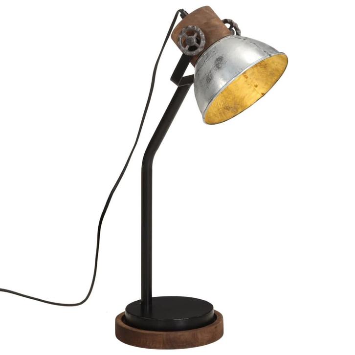 vidaXL Bureaulamp 25 W E27 18x18x60 cm vintage zilverkleurig, Huis en Inrichting, Lampen | Overige, Nieuw, Verzenden