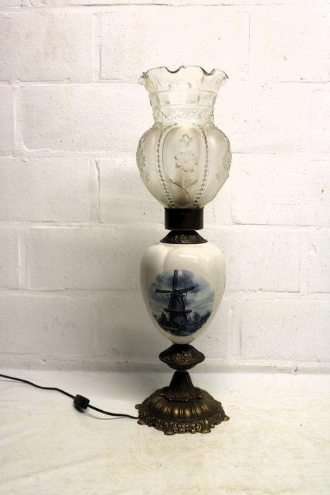 Lampadaire - bronze - cuivre - verre - Ancienne lampe en, Antiek en Kunst, Curiosa en Brocante