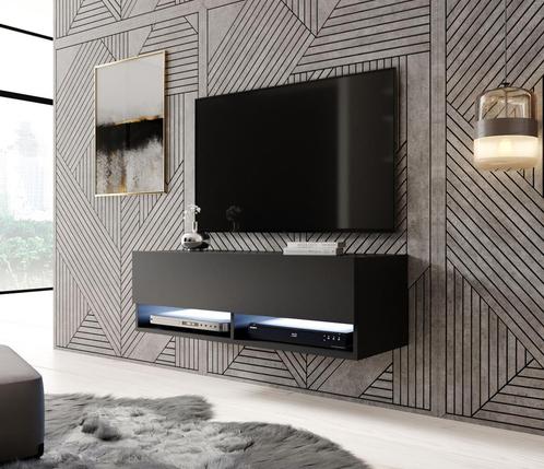 TV-Meubel Asino LED - mat zwart - 100 cm, Maison & Meubles, Armoires | Mobilier de télévision, Envoi