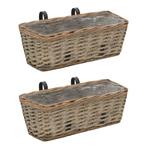 vidaXL Balkonbakken 2 st 40 cm wicker met PE-voering, Verzenden, Nieuw