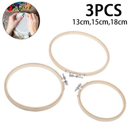 Bamboe ringen borduurringen set van 3 maten met stelschroef, Huis en Inrichting, Woonaccessoires | Kunstplanten en Kunstbloemen
